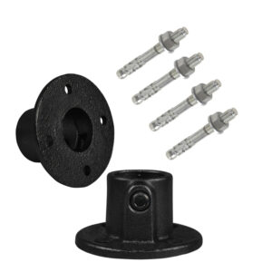 WALL PLATE 48MM (BLACK) KEY CLAMP FITTING (M6 BOLTS INCLUDED) 131D D48 C11G40