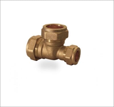 Branch-and-One-End-Reducing Tee-Brass-Compression-Fitting